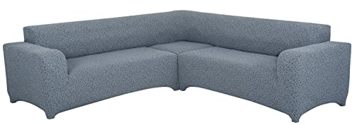SODERBERGH Sofahusse Ecksofa Jacquard Stretch Bezug Dekoration Couch Polstersofa, Farbe Hussen:Grey 416, Größe:ohne Rüschen