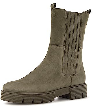 Gabor Damen Chelsea Boots, Frauen Stiefeletten,Wechselfußbett,Komfortable Mehrweite (H),uebergangsschuhe,Oliv (Micro),42 EU / 8 UK