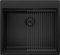 PRIMAGRAN Fregadero Cocina Todo Negro 58x53cm, Granito 1 Seno + Sifón + Enrollable Escurridor, Sobre encimera al mueble 60cm - Oslo Max