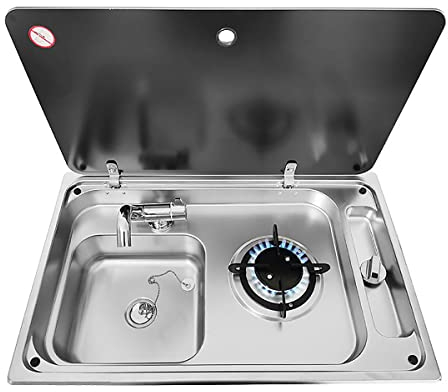 Cuisinière à gaz pliable multifonctionnelle avec évier for camping-car, camping, bateau/comptoir de bar. Combine une cuisinière à gaz et un évier en une seule unité. Conçu for une installation facile