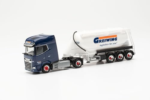 Herpa LKW Modell DAF XG+ Eutersilo-Sattelzug Greiwing, Miniatur im Maßstab 1:87, Sammlerstück, Made in Germany, Kunststoff