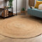 Steffensmeier Jute Teppich Goa | Rund | Wohnzimmer, Flur, Eingangsbereich, Naturfaser, handgeflochten, Größe: Ø 120 cm