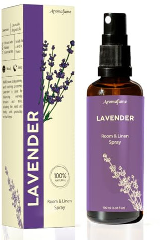 Lavender Linen & Pillow Spray by Aromafume | 100ml/3.38 fl oz | with Pure Lavender Essential Oil | Aromatherapy Spray for Relaxation, Sleep & Stress Relief