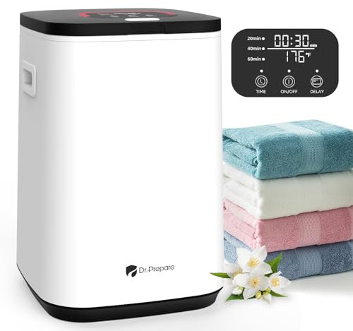 DR.PREPARE 23L Towel Warmer for Bathroom, Luxury Towel Warmer Bucket with LED Display, 3 Timer Settings, Auto Shut Off, Child Safety Lock, 4 Hooks, Large Warmer for 2 Towels, Bathrobes, Blankets, PJ's