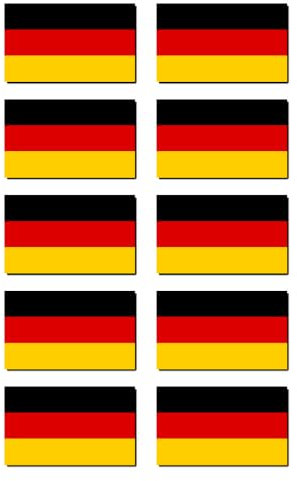 Aufkleber: 50x30 mm, 10 Stück - Flagge - Deutschland - für Auto, Laptop und mehr - für Auto, Koffer, Laptop und mehr
