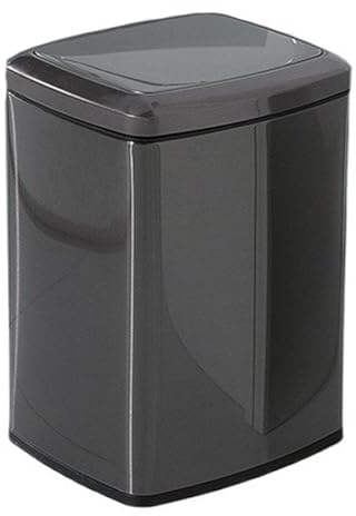 Corbeille à Papier Poubelle fine en acier inoxydable avec couvercle pivotant, poubelle en métal for salle de bain et cuisine avec couvercle, corbeille de bureau étroite avec seau intérieur amovible Po