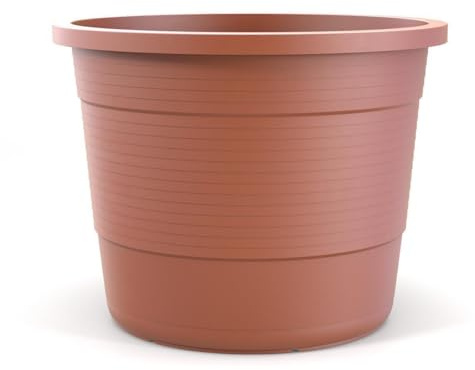 Plastard Blumentopf Ø 35 cm rund – Terrakotta – Pflanzkübel 19 Liter | Witterungs- UV- & frostbeständig, Pflanzkübel für Garten, Balkon & Terrasse, Pflanztopf mit Überlauf, Deko Blumenkübel