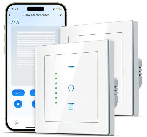 SMARTERCURRY Interruptor de persiana Wlan [7 Pro] Smart Persiana Temporizador para controlar las persianas/persianas/toldos, interruptor WiFi compatible con Echo Alexa/Google Assistant, 2 unidades