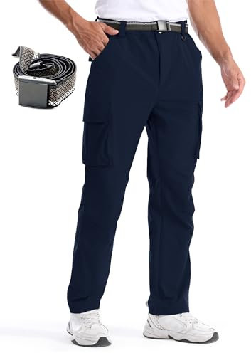 BondiTrekk Herren Wanderhose, schnell trocknende leichte Outdoorhose, elastische und Wasserabweisende Arbeitshose für Outdoor Aktivitäten Frühling/Sommer Dünner Stil Marineblau L