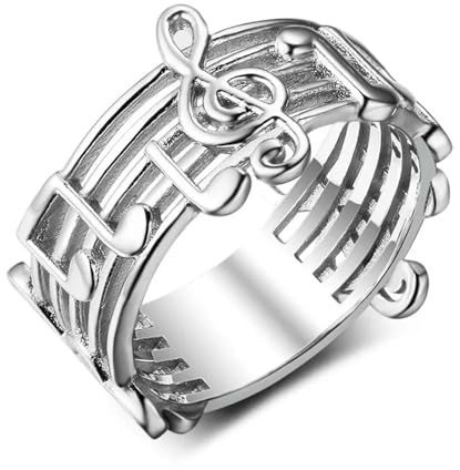 Hasdnker Schals Tücher Halstuch Scarf Modischer Ring Mit Musiknote, Hohl, Musiksymbol-Ring, Schmuck Für Musikliebhaberinnen, Hochzeitsfeier, Musikring, Beste 12 Silberfarbe