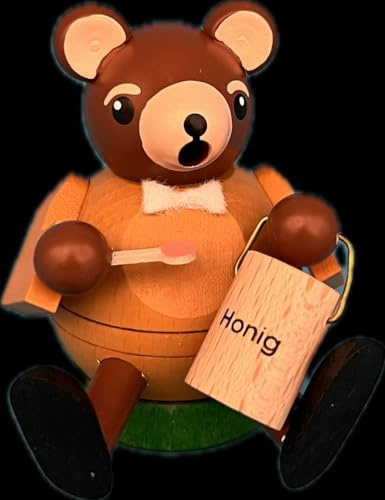 Rudolphs Schatzkiste Räucherfigur Bär mit Honigtopf bunt Höhe 8cm NEU Braunbär Räuchermann Rauchmann Räucherfigur Rauchen Rauchfigur Räucherkerze Smoker