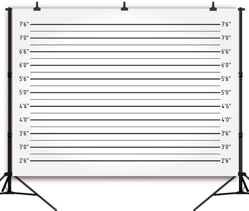 DULUDA 7x5 FT Mugshot Backdrop Police Lineup Height Charts Background Photography Mug Shot Sign，Supplies Prison Mugshot Board Crime Scene Decorations Photo Booth Banner Studio Props