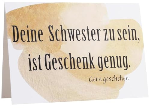 Rixotix Lustige Geburtstagskarte – Geschenkkarte Geschwister – Schwester – Bruder – Deine Schwester zu sein ist Geschenk genug – Postkarte für Bruder – Postkarte für Schwester