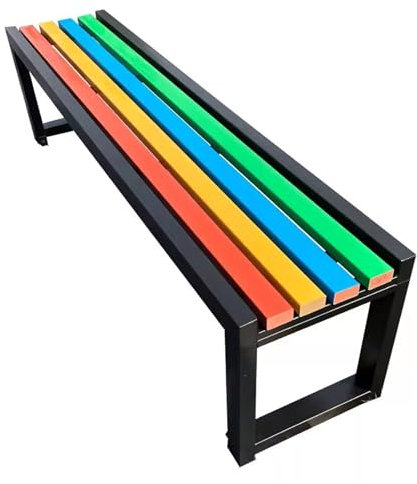 KXJPIZIYB Bunte Gartenbänke, Wetterfeste Gartenbank, Rückenfreie Terrassenbank, für U-Bahn-Stationen, Einkaufszentren, Bürogebäude, Krankenhäuser, Parkbank(Black,120cm)