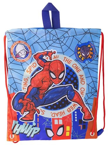 STOR Turnbeutel Kinder Spider-Man - Sportbeutel mit Kordelzug und Tragegriffen - Strapazierfähiges Textilgewebe 30x25cm - Für Schule Kindergarten Ausflüge