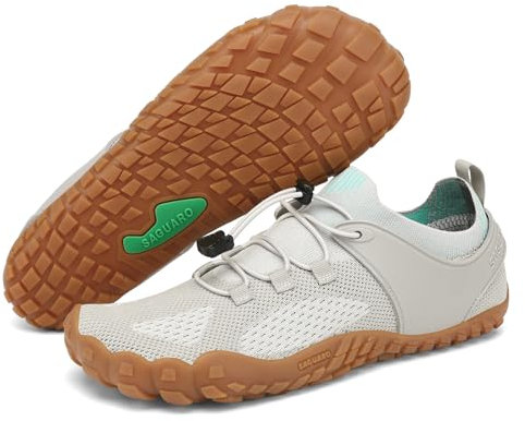 SAGUARO Femme Homme Barefoot Shoes Chaussures Minimaliste Barefoot Chaussures Pieds Nus Antidérapantes pour Gym Training Fitness Randonnée Gris Clair,GR.38