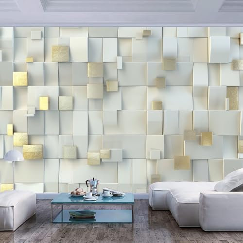 Self Adhesive Removable Wall Murals Wallpaper for Bedroom White gold geometric space optical illusion Pattern Border Image Adults Wear Resistant Covering Decorative Teen Dorm Modern Classroom Decaora