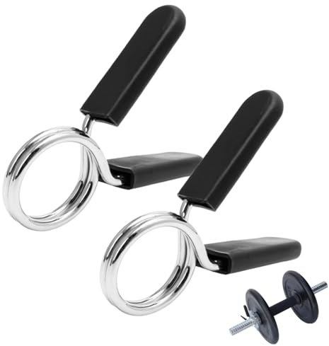 Huybaa 2 Piezas Abrazaderas de Resorte para Mancuernas y Barra de Pesas 28mm - Collares de Resorte para Levantamiento de Pesas, Entrenamiento de Fuerza, Gym
