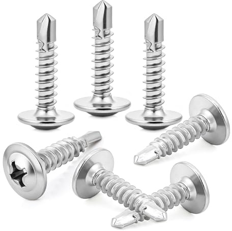 120pcs 4.2x19 mm Self Tapping Screws Self Drilling Screws Wafer Stainless Steel for Metal Sheets Roofing Windows, Etc