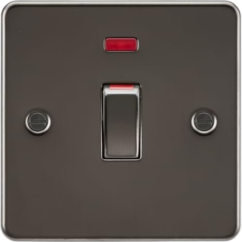 Knightsbridge 45A DP Switch with Neon (1G size) - Gunmetal