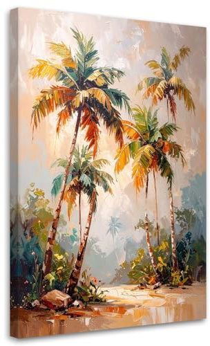 Feeby - Impression sur Toile - Tableau Decoration Murale - Paysage Palmiers Jungle - 40x60 1partie - Salon Peinture Tableaux - Moderne Reproductions Tableaux - Décoration Chambre