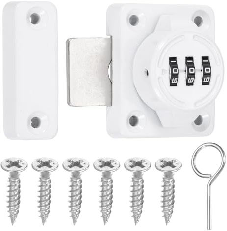 PATIKIL Combination Cabinet Latch,Zinc Alloy Mechanical Keyless Password Lock 3-Digit Password Cabinet Lock Safety Lock with Screws for Cabinet Drawer Cupboard, White