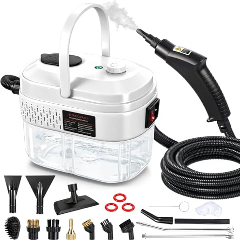 Ghekkli Dampfreiniger Handgerät, 1600W Handdampfreiniger mit 1.4L Tank Handdampfreiniger, Dampfdruck 3 Bar, Aufheizzeit: 15 s, für Bodendampfer, Ofen, Teppich, Sofa, Polster, Bettwanzen, Auto