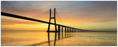 Wallario Memoboard aus Glas mit Motiv, Magnet-Tafel in 32 x 80 cm in Premium Qualität Vasco da Gama Brücke