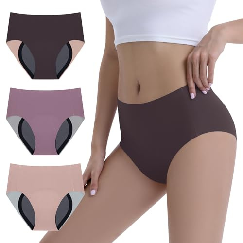 Carer Lot de 3 Culottes d'Incontinence Femme – 100 ml Capacité d’Absorption, Sous-vêtements Réutilisables pour Fuites Urinaires et Protection Menstruelle de Nuit, Confortables et Discrètes, Taille XXL