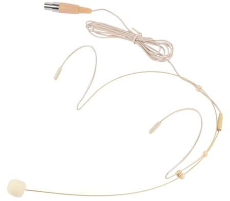 ULTECHNOVO Microfono Auricolare e Elevata Elasticità Beige a Condensatore Archetto Pieghevole, Xlr 3 Pin, Leggero per Guide Turistiche e Arti Performative