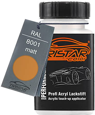TRISTARcolor RAL 8001 Ockerbraun matt Lackstift | Lackfläschchen mit Pinsel, 50 ml, schnelltrocknend