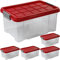ARTECSIS 5 x Aufbewahrungsboxen aus Plastik S, 5L - 30 x 19 x 14 cm, aufbewahrungsbox mit Deckel, Eurobox, stapelbar