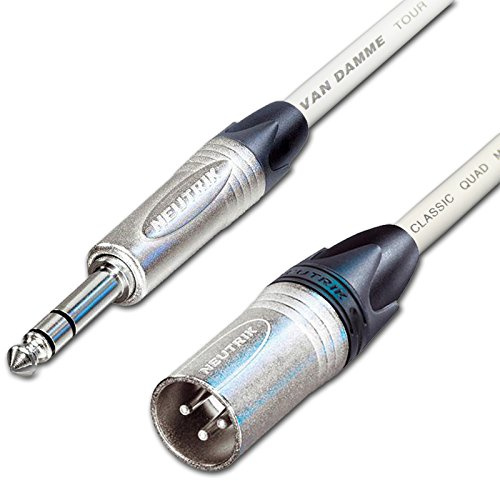 Male XLR to ¼ TRS Jack Lead. Balanced STAR QUAD Mic Cable. Short 10m 6m 3m 20m (40m, White)