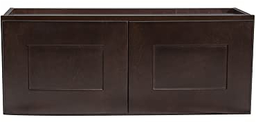 Design House Brookings Fully Assembled Shaker Style Bridge Wall Kitchen Cabinet, Wood, Espresso, 30x21x12