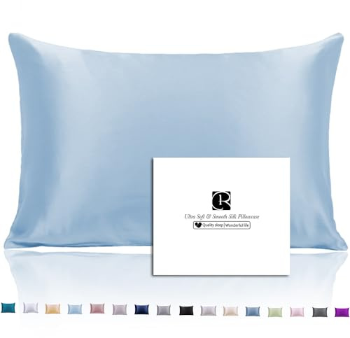 Ravmix 100% Mulberry Silk Pillowcase for Hair and Skin, 50x65cm | Both sides 21Momme Grade 6A silk, hidden zipper, for reducing hair frizz, preventing skin wrinkles and cooling sleep, 1PCS