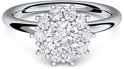 **Verlobungsringe von AMOONIC mit Zirkonia Stein* Silber 925 + LUXUSETUI* Cocktailring moderner Ring Designerring Einkaräter Antrag Silberringe Ring wie Diamant Weißgold AM48SS925ZIFAZIFA50
