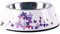 Dehner Hunde- und Katzennapf, Ø 17.5 cm, Höhe 5 cm, 350 ml, Melamin/Edelstahl/Gummi, weiß/lila