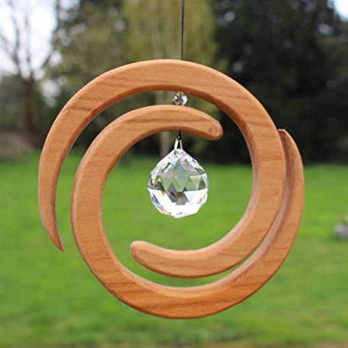 Helix Sonnenfänger aus Holz mit Kristall, dekorative Wanddekoration zum Aufhängen, Wanddeko Fensterdeko, Festerschmuck, Geschenkidee