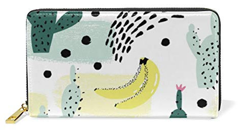 MOYYO Cactus Womens Blocking Real Leather Zip Around Wallet Clutch Large Travel Purse