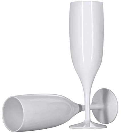 ProductPro 12 x White Plastic Reusable Prosecco Flutes 175ml Capacity