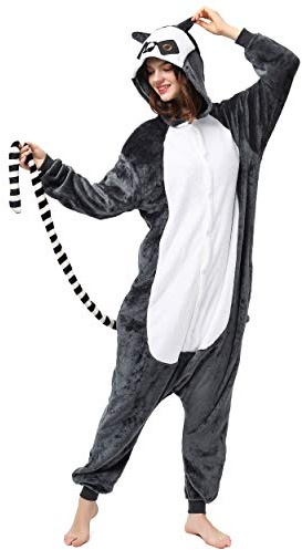 Katara 1744 (30+ Designs) Lemur Affen-Kostüm, Unisex Onesie/Pyjama-Qualität für Erwachsene