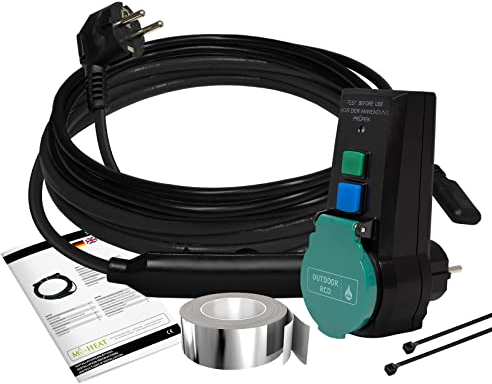 4 m frost protection heating cable set, FI circuit breaker, aluminium adhesive tape, 2 x cable ties