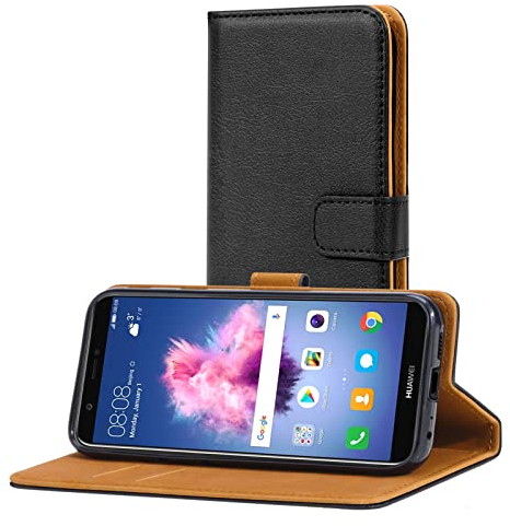 AICEK Cover Compatible Huawei P Smart, Portafoglio Custodia per Huawei P Smart Case di Pelle Flip Cover Nero (5.65 Pollici)