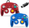 FIOTOK Gamecube - Controlador clásico con cable para Wii Nintendo Gamecube (azul y rojo, paquete de 2)