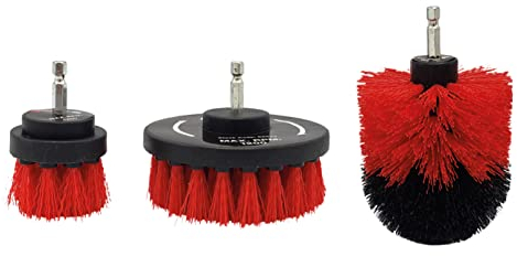 Amtech - Cleaning Brush Set for Indoor and Outdoor Cleaning, Ideal for Car Washing, Fast-Action and Easy to Use with Cordless Drills, Quick-Change ¼” Hex Shank (Set of 3)