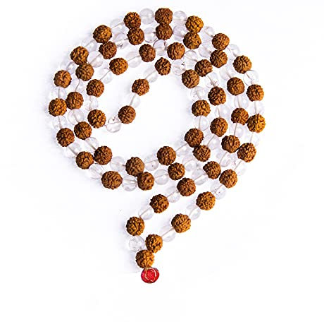 Wonder Care Authentic Rudraksh Mala-5 Gesicht 108 + 1 Perle - Echtes Himalaya Rudraksha Samen Religiöse Verzierung Rosenkranz Japa Mala Halskette - Importiert aus Nepal