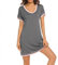 FANSU Chemise de Nuit Femme Manche Courte Sexy Pyjamas Élégant Robe de Nuit Col en V en Simple T Shirt Vêtement de Nuit Couleur Unie Grande Taille (XL,Gris)