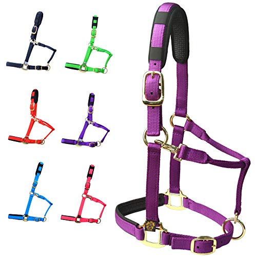 T TEKE verstellbare Pferdehalfter aus strapazierfähigem, weichem Nylon, gepolstert mit scheuerfestem Waffel-Neopren an Krone und Nase