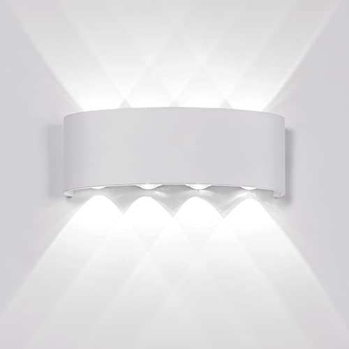 Midore Wandleuchte Innen Aussen 8W LED-COB Wandlampe Up Down IP65 Modern Aluminium Wandbeleuchtung für Flure/Balkone/Wohnzimmer 6000K