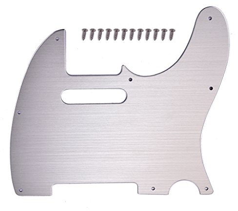 Alnicov Gitarren-Pickguard, 8 Löcher, Tele-Metall, Gitarren-Pickguard, Aluminium-Schabplatte für Fender Telecaster, Tele, TL-Stil,Gitarren ,silberfarben